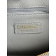 FLAP BAG WITH TOP HANDLE Grained Calfskin Grey-binding Gold Metal High