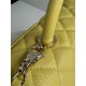 FLAP BAG WITH TOP HANDLE Grained Calfskin Yellow-binding Gold Metal High