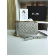 SMALL BOY Chanel HANDBAG Lambskin Grey High