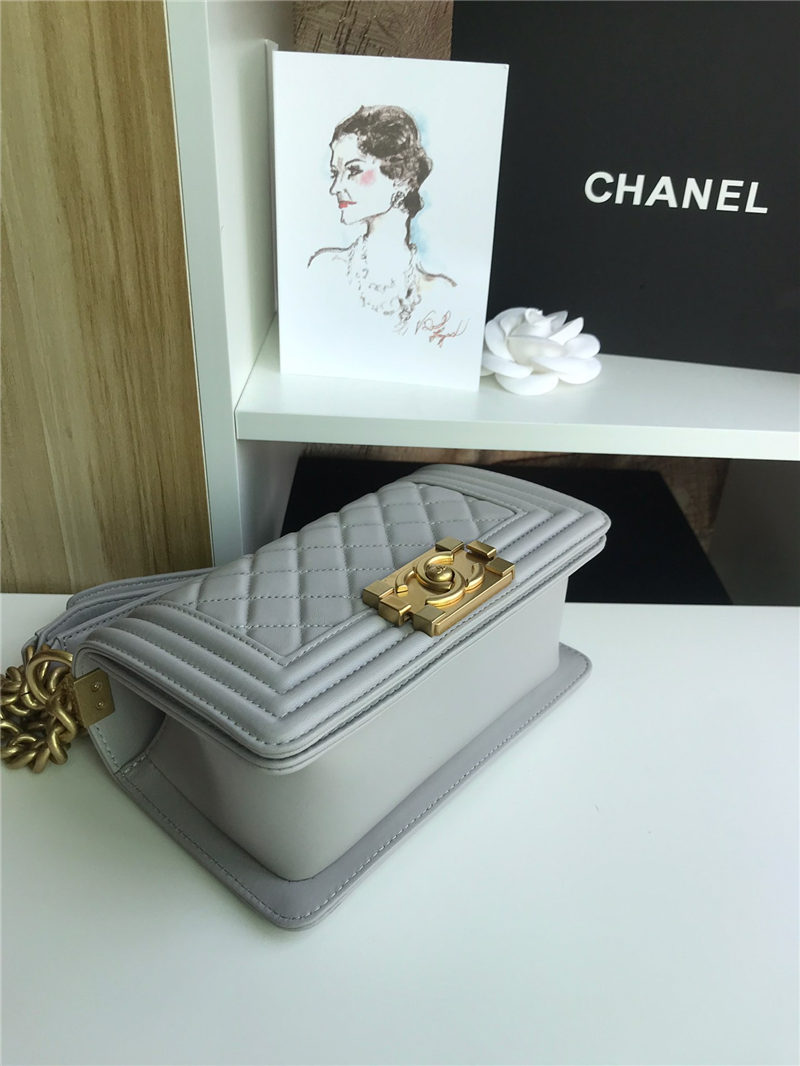 SMALL BOY Chanel HANDBAG Lambskin Grey High