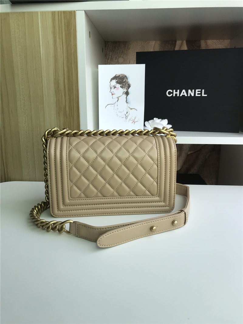 SMALL BOY Chanel HANDBAG Lambskin Beige High