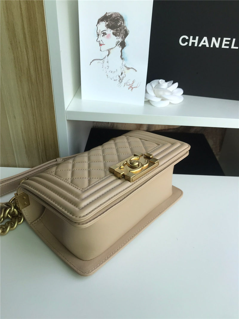 SMALL BOY Chanel HANDBAG Lambskin Beige High