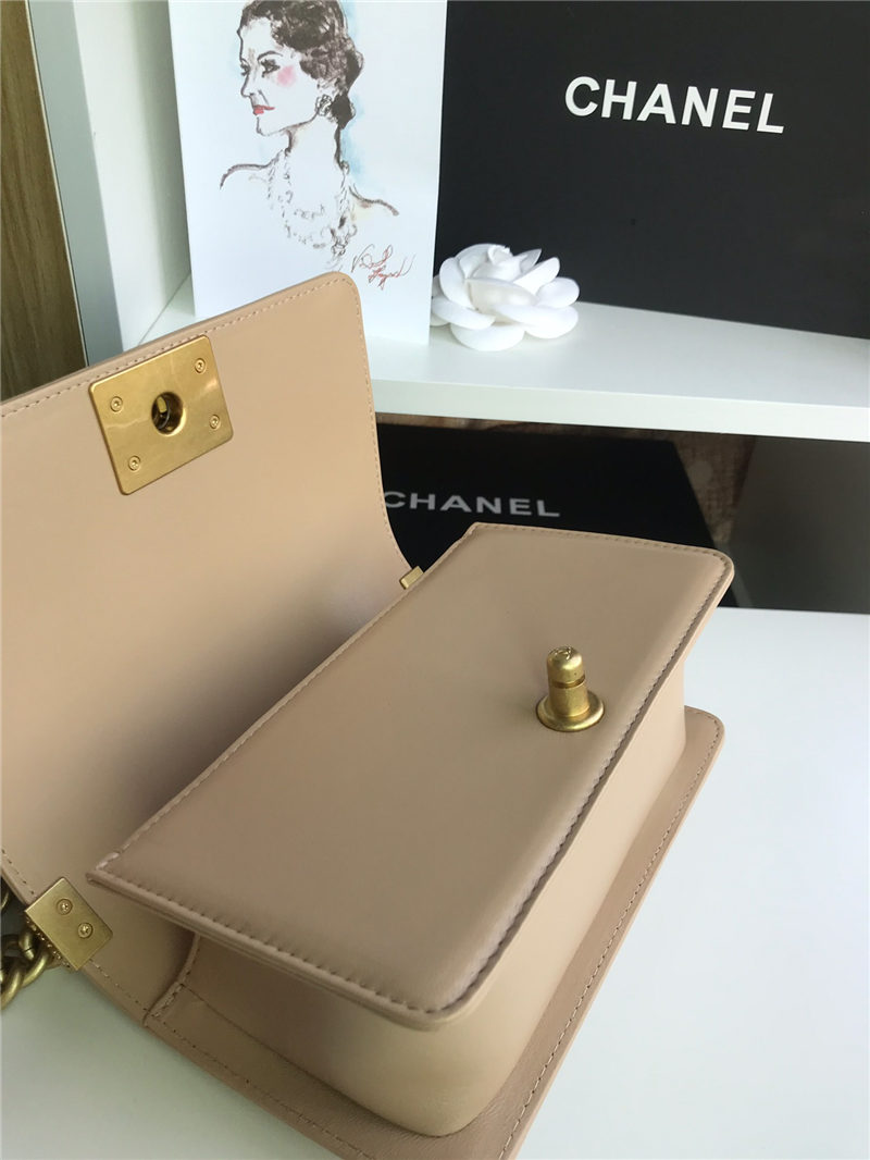 SMALL BOY Chanel HANDBAG Lambskin Beige High