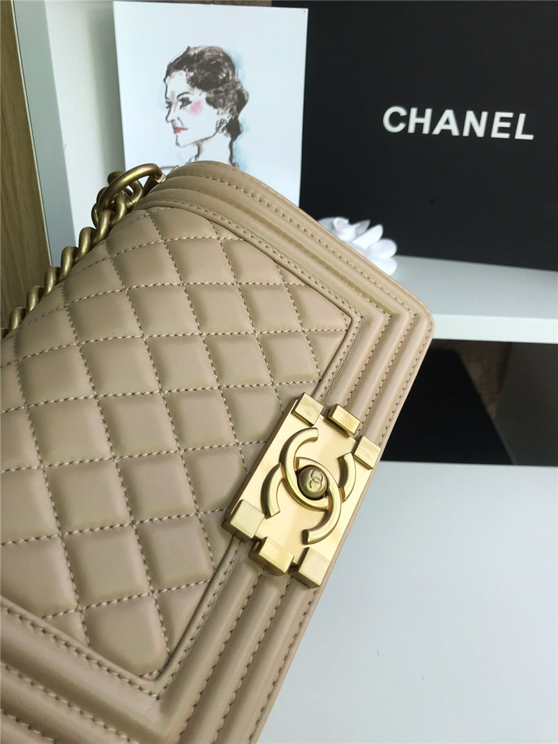 SMALL BOY Chanel HANDBAG Lambskin Beige High