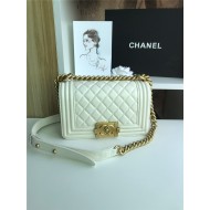 SMALL BOY Chanel HANDBAG Lambskin White High