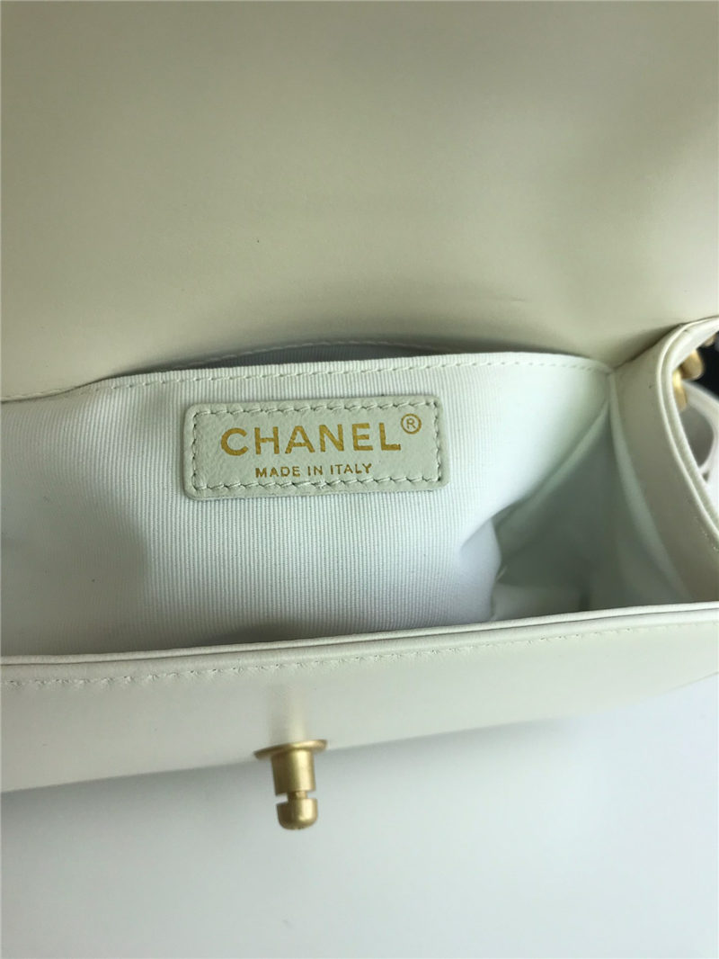 SMALL BOY Chanel HANDBAG Lambskin White High