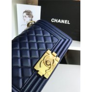 SMALL BOY Chanel HANDBAG Lambskin Navy Blue High