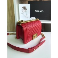 SMALL BOY Chanel HANDBAG Lambskin Red High