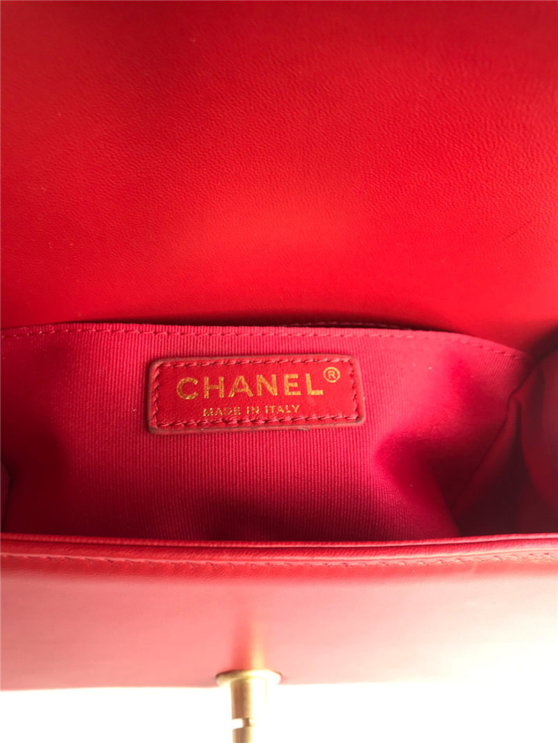 SMALL BOY Chanel HANDBAG Lambskin Red High