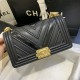 BOY Chanel HANDBAG Chevrons Pattern Calfskin Black A