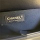 BOY Chanel HANDBAG Lambskin Silver Metal Navy Blue A