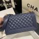 BOY Chanel HANDBAG Lambskin Gold Metal Navy Blue A