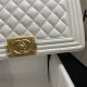 BOY Chanel HANDBAG Lambskin Gold Metal White A