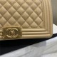 BOY Chanel HANDBAG Grained Calfskin & Gold Metal Beige A