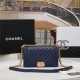 BOY Chanel HANDBAG Chevrons Pattern Lambskin Navy Blue High