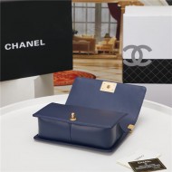 BOY Chanel HANDBAG Chevrons Pattern Lambskin Navy Blue High