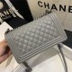 BOY Chanel HANDBAG Grained Calfskin & Silver Metal Grey A