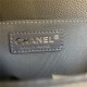 BOY Chanel HANDBAG Grained Calfskin & Silver Metal Grey A