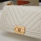 BOY Chanel HANDBAG Chevrons Pattern Lambskin White B