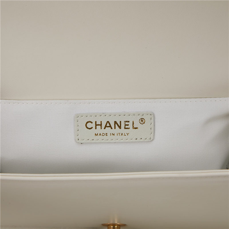 BOY Chanel HANDBAG Chevrons Pattern Lambskin White B