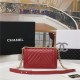 BOY Chanel HANDBAG Chevrons Pattern Lambskin Red B