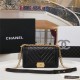 BOY Chanel HANDBAG Chevrons Pattern Lambskin Black B