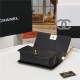 BOY Chanel HANDBAG Chevrons Pattern Lambskin Black B