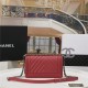 BOY Chanel HANDBAG Chevrons Pattern Grained Calfskin Red B