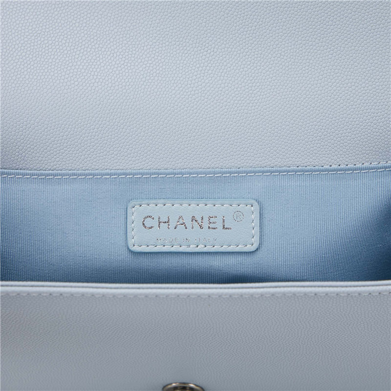 BOY Chanel HANDBAG Chevrons Pattern Grained Calfskin Light Blue B