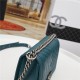 BOY Chanel HANDBAG Chevrons Pattern Grained Calfskin Dark Green B