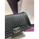 BOY Chanel HANDBAG Chevrons Pattern Lambskin Black B