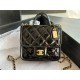 Chanel SMALL FLAP BAG WITH TOP HANDLE Patent Calfskin & Gold-Tone Metal AS3652 A