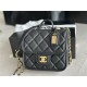 Chanel SMALL FLAP BAG WITH TOP HANDLE Grained Calfskin & Gold-Tone Metal AS3652 Black A