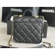 Chanel SMALL FLAP BAG WITH TOP HANDLE Grained Calfskin & Gold-Tone Metal AS3652 Black A