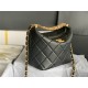 SMALL HOBO BAG AS3242 Lambskin Strass & Gold-Tone Metal Black High