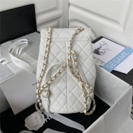 Chanel BACKPACK AS3200 Grained Calfskin & Gold-Tone Metal White High