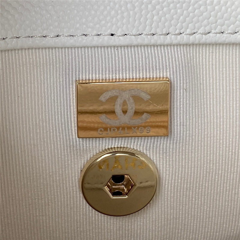 Chanel BACKPACK AS3200 Grained Calfskin & Gold-Tone Metal White High