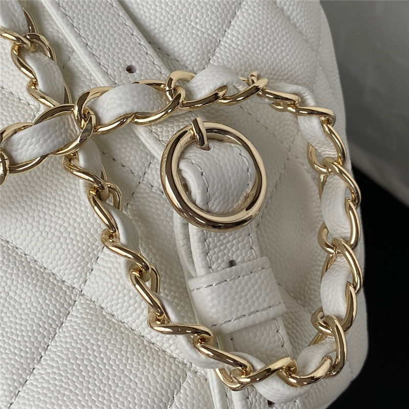 Chanel BACKPACK AS3200 Grained Calfskin & Gold-Tone Metal White High