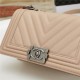 BOY Chanel HANDBAG Chevrons Pattern Grained Calfskin Beige B