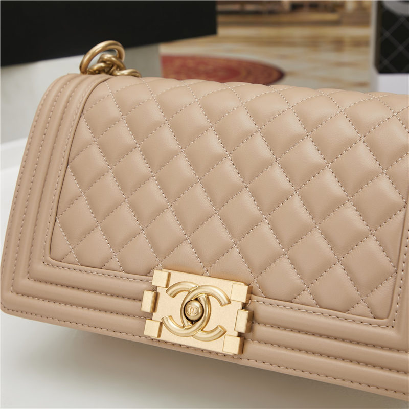 BOY Chanel HANDBAG Lambskin Beige B