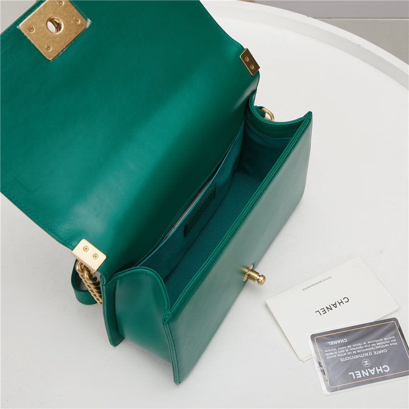 BOY Chanel HANDBAG Lambskin Green B