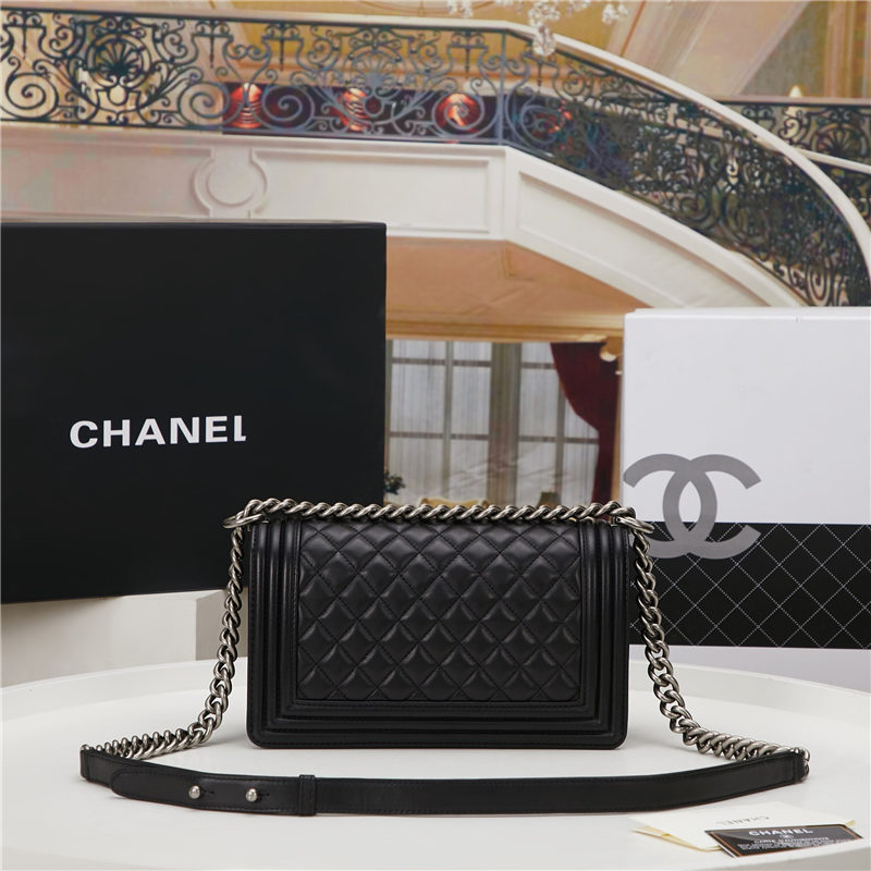 BOY Chanel HANDBAG Lambskin Black B