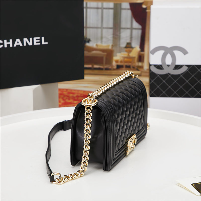 BOY Chanel HANDBAG Lambskin Black B