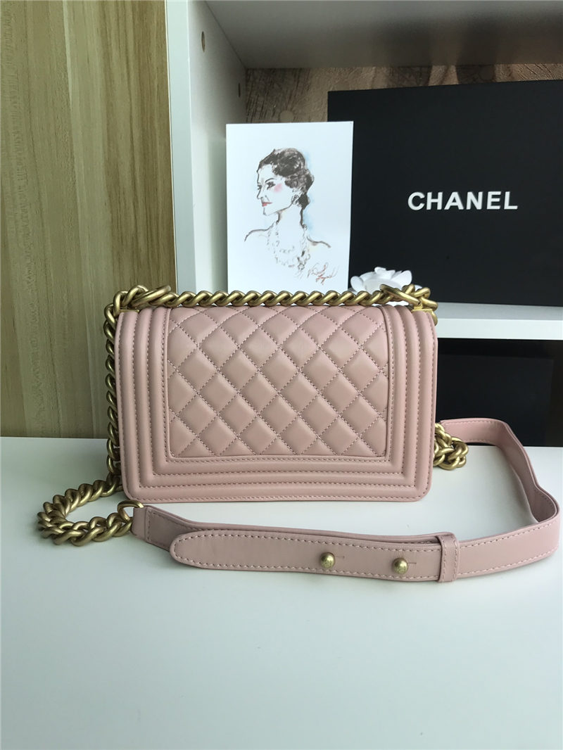 SMALL BOY Chanel HANDBAG Lambskin Pink High