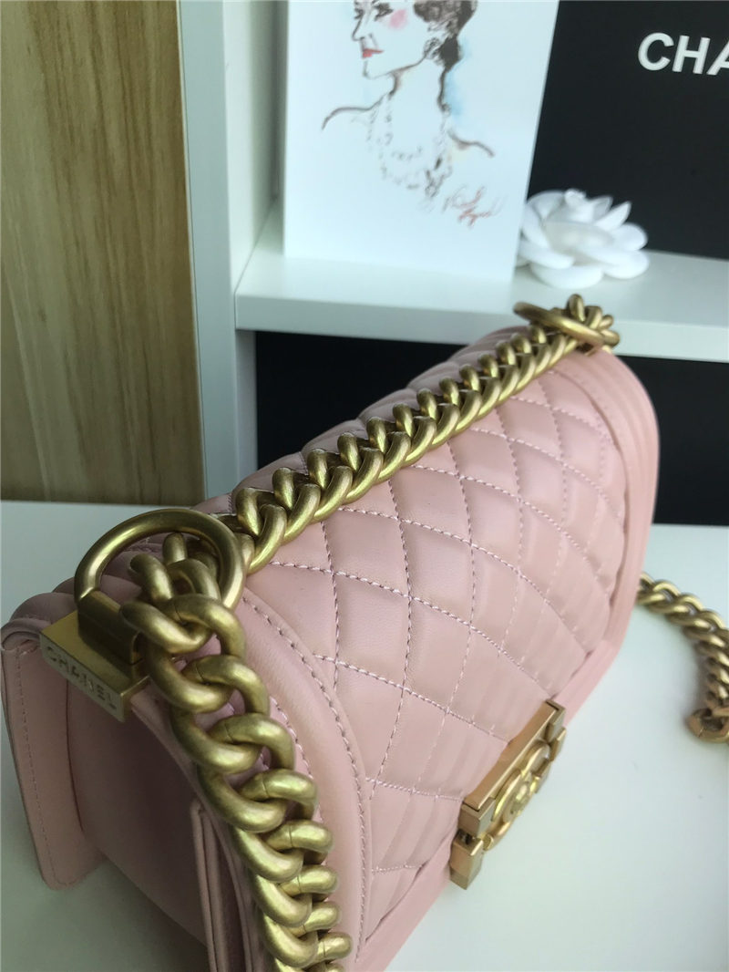 SMALL BOY Chanel HANDBAG Lambskin Pink High