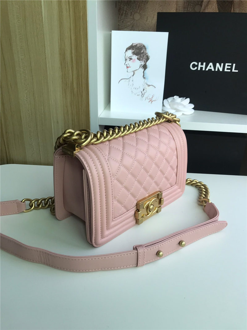 SMALL BOY Chanel HANDBAG Lambskin Pink High