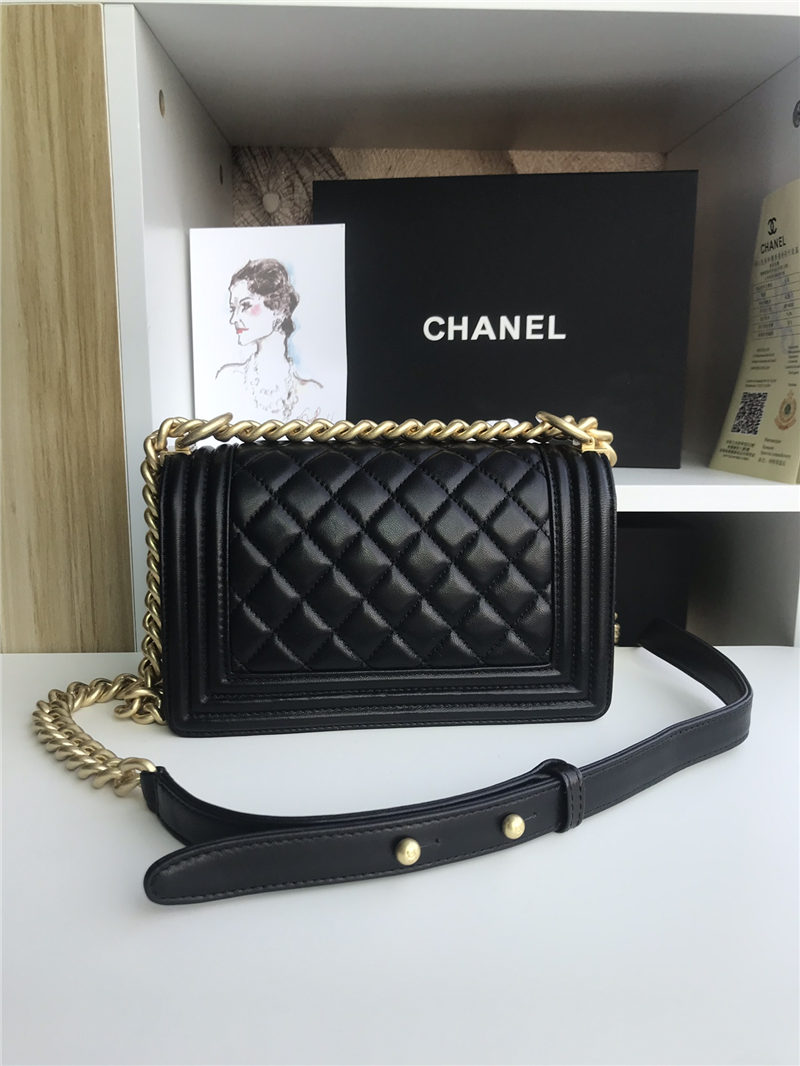 SMALL BOY Chanel HANDBAG Lambskin Black High