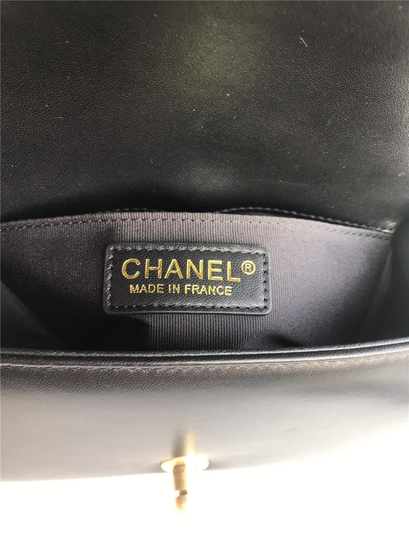 SMALL BOY Chanel HANDBAG Lambskin Black High