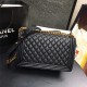 LARGE BOY Chanel HANDBAG Grained Calfskin Black High