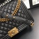 LARGE BOY Chanel HANDBAG Grained Calfskin Black High